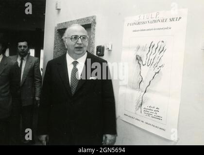 Uomo politico e statista italiano Giovanni Spadolini, anni '80 Foto Stock