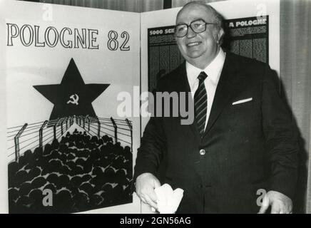 Uomo politico e statista italiano Giovanni Spadolini, anni '80 Foto Stock