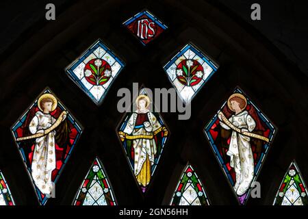 Vetrata Stained Glass, St Peter's Church, Dunton, Norfolk Foto Stock