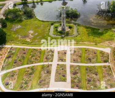 Oudolf Garden Detroit Aerial view 2021, Belle Isle, Detroit, Michigan Foto Stock