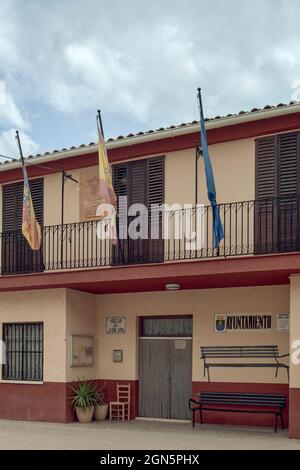 Facciata principale del municipio della città di Fanzara in provincia di Castellon, Spagna, Europa Foto Stock