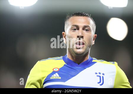 Il forward italiano di Juventus Federico Bernardeschi prevede durante la serie Una partita di calcio tra Spezia e Juventus allo Stadio Alberto Picco, la Spezia, Italia, il 22 2021 settembre. Foto Stock