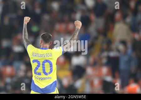 Il forward italiano di Juventus Federico Bernardeschi celebra la vittoria durante la serie Una partita di calcio tra Spezia e Juventus allo Stadio Alberto Picco, la Spezia , Italia, il 22 2021 settembre. Foto Stock