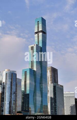 Chicago, Illinois, Stati Uniti. Il St. Regis Chicago, ex Wanda Vista Tower e conosciuto anche come Vista Tower) si sviluppa su 101 piani. Foto Stock