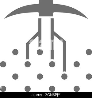Piccone con contatti chiusi, blockchain, icona grigia criptovaluta. Illustrazione Vettoriale