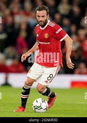 Manchester, Inghilterra, 22 settembre 2021. Juan Mata del Manchester United durante la partita della Carabao Cup a Old Trafford, Manchester. Il credito d'immagine dovrebbe leggere: Andrew Yates / Sportimage Credit: Sportimage/Alamy Live News Foto Stock