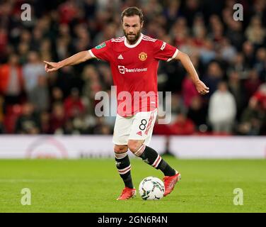 Manchester, Inghilterra, 22 settembre 2021. Juan Mata del Manchester United durante la partita della Carabao Cup a Old Trafford, Manchester. Il credito d'immagine dovrebbe leggere: Andrew Yates / Sportimage Credit: Sportimage/Alamy Live News Foto Stock