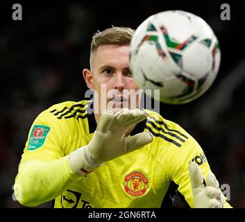 Manchester, Inghilterra, 22 settembre 2021. Dean Henderson di Manchester United durante la partita della Carabao Cup a Old Trafford, Manchester. Il credito d'immagine dovrebbe leggere: Andrew Yates / Sportimage Credit: Sportimage/Alamy Live News Foto Stock