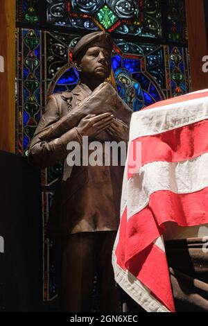 Una ricreazione di un funerale in una cappella. Al museo dell'esercito del Quartermaster a Fort Lee, Virginia. Foto Stock
