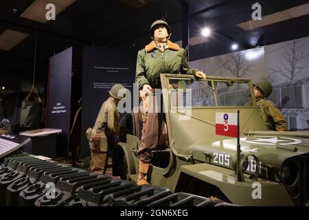 La jeep verde del generale Patton durante la seconda Guerra Mondiale. Al museo dell'esercito del Quartermaster a Fort Lee, Virginia. Foto Stock