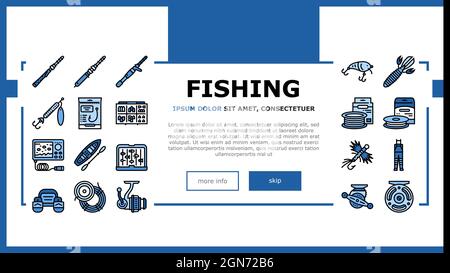 Pescato Shop prodotti Landing Header Vector Illustrazione Vettoriale