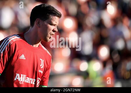 Wojciech Szczesny del Juventus FC reagisce durante la Serie Una partita di calcio tra Spezia Calcio e Juventus FC allo stadio Alberto Picco di la Spezia (Italia), 22 settembre 2021. Foto Federico Tardito / Insidefoto Foto Stock