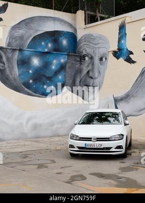 Graffiti di Pablo Picasso a Malaga, Andalusia, Spagna. Foto Stock