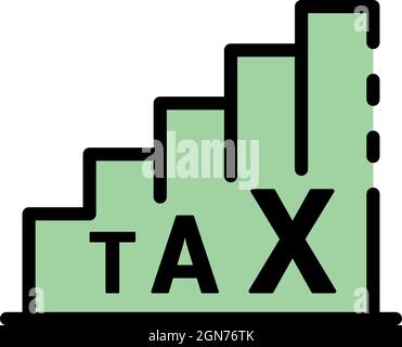 Icona del grafico delle imposte. Contorno grafico fiscale vettore icona colore piatto isolato Illustrazione Vettoriale