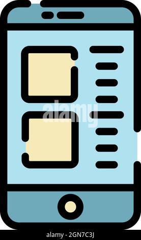 Icona della dipendenza da smartphone. Contorno smartphone dipendenza vettore icona colore piatto isolato Illustrazione Vettoriale