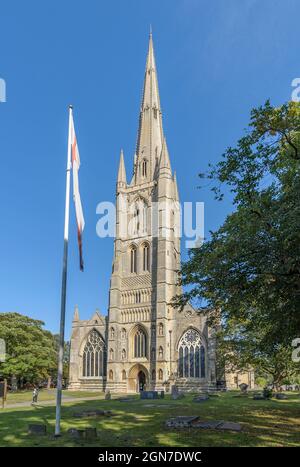 St Wulfram's Church, Grantham - la chiesa parrocchiale di Grantham Lincolnshire - una delle guglie più alte di una chiesa del paese Foto Stock