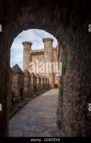 Bel castello dei Templari in Ponferrada Spagna Foto Stock