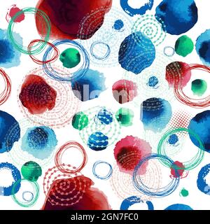 Pattern senza giunture di cerchi multicolore acquerello. Illustrazione vettoriale Illustrazione Vettoriale