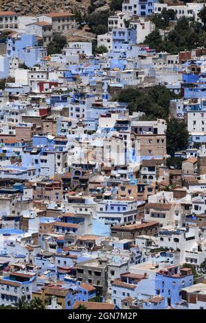 Vista sulle montagne di Chefchaouen, la perla blu Foto Stock