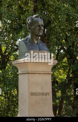 Alexander von Humboldt scultura in naturalisti cancello Central Park Manhattan NYC Foto Stock