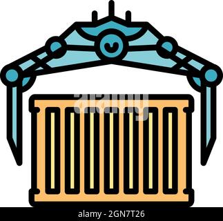 Icona del contenitore del gancio della gru. Profilo gancio gru contenitore vettore icona colore piatto isolato Illustrazione Vettoriale