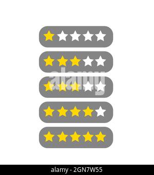 Immagine vettoriale dell'icona di classificazione a 5 stelle, stelle di classificazione isolate su sfondo bianco Illustrazione Vettoriale