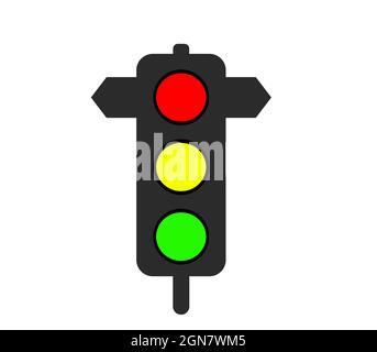 Icona del semaforo, simbolo del segnale del traffico rosso giallo verde Illustrazione Vettoriale