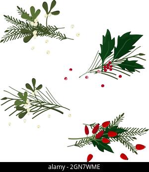 Set di decorazioni natalizie - illustrazione vettoriale Illustrazione Vettoriale