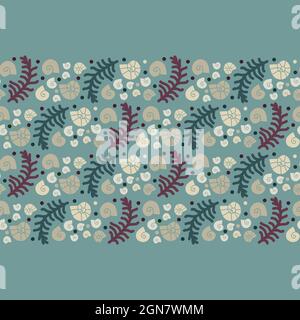 Modello di conch di felce marine e lumache - sfondo vettoriale Illustrazione Vettoriale