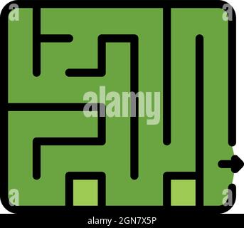 Icona labirinto della sala di ricerca. Profilo quest camera labyrint vettore icona colore piatto isolato Illustrazione Vettoriale