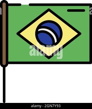 Icona della bandiera del Brasile. Contorno Brasile flag vettore icona colore piatto isolato Illustrazione Vettoriale