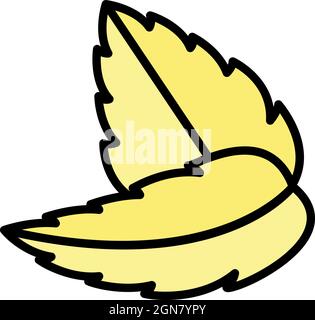 Icona a due lamelle. Contorno due foglie icona vettore colore piatto isolato Illustrazione Vettoriale