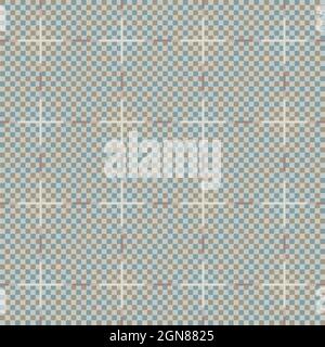 Texture a scacchi. Illusione ottica come se la Croce si illuminasse. Pattern vettoriale senza giunture tartan. Sfondo quadrato geometrico. Illustrazione Vettoriale