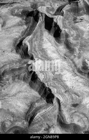 Vista aerea delle formazioni rocciose erose nel Badlands National Park, South Dakota. Foto Stock