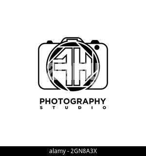 FH lettera con logo Fotografia geometrica vettore modello stile forma fotocamera Illustrazione Vettoriale