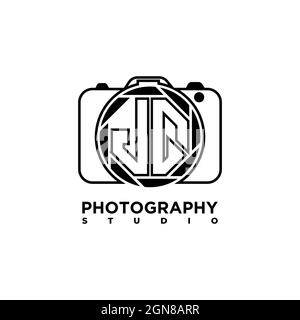 JQ lettera del logo Fotografia geometrica vettore modello di stile di forma della fotocamera Illustrazione Vettoriale