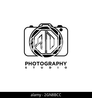 QD lettera con logo Fotografia geometrica vettore modello stile forma fotocamera Illustrazione Vettoriale