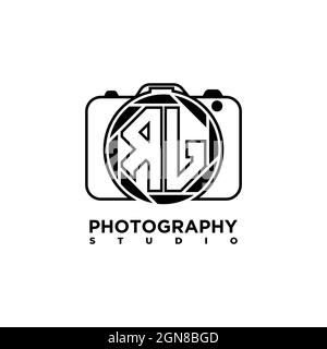 Lettera del logo RJ Fotografia geometrica vettore modello di forma della fotocamera Illustrazione Vettoriale