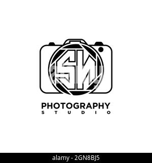 SN lettera del logo Fotografia geometrica vettore modello di stile di forma della fotocamera Illustrazione Vettoriale