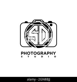 COSÌ lettera del logo Fotografia geometrica vettore modello di stile della forma della fotocamera Illustrazione Vettoriale