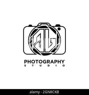 QJ lettera del logo Fotografia geometrica vettore del modello di stile della forma della fotocamera Illustrazione Vettoriale