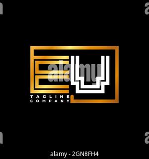 Logo EV lettera monogramma forma linea modello vettore dorato. Azienda del monogramma di affari Illustrazione Vettoriale