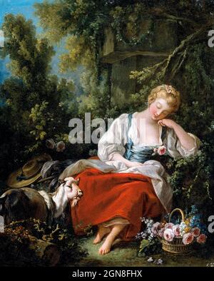 Sognare la Shepherdess di Francois Boucher (1703-1770), olio su tela Foto Stock