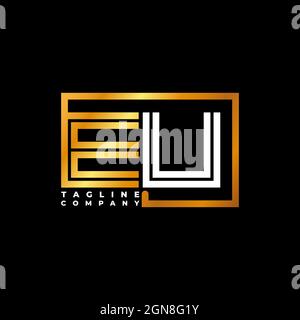 Modello vettoriale dorato con lettera del logo dell'UE. Azienda del monogramma di affari Illustrazione Vettoriale