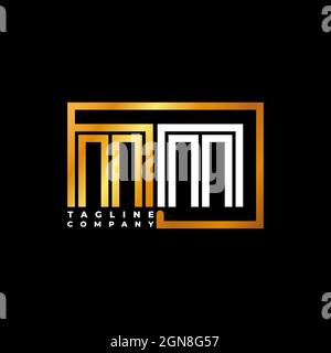 MM logo lettera monogramma forma linea modello vettore dorato. Azienda del monogramma di affari Illustrazione Vettoriale