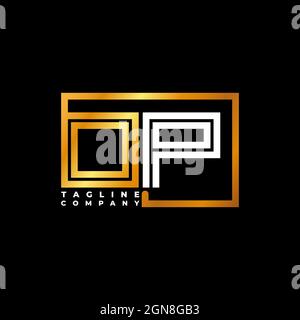 OP Logo lettera monogramma forma linea Golden vettore modello. Azienda del monogramma di affari Illustrazione Vettoriale