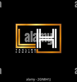 LH logo lettera monogramma linea forma Golden vettore modello. Azienda del monogramma di affari Illustrazione Vettoriale