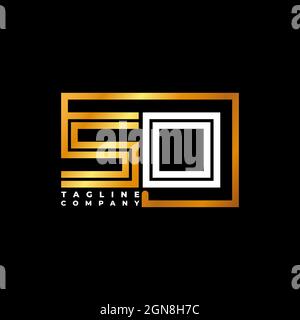 QUINDI logo lettera monogramma forma linea Golden vettore modello. Azienda del monogramma di affari Illustrazione Vettoriale