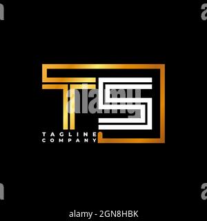 TS Logo lettera monogramma forma linea Golden vettore modello. Azienda del monogramma di affari Illustrazione Vettoriale