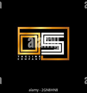 Logo OS lettera monogramma forma linea modello vettore dorato. Azienda del monogramma di affari Illustrazione Vettoriale